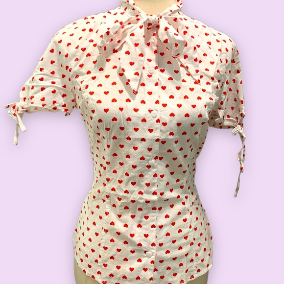 NOT FOR SALE Unique Vintage Hearts Bow Top - Picture 7 of 9